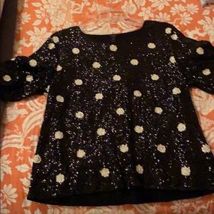 J Crew Navy sequin cotton tee.